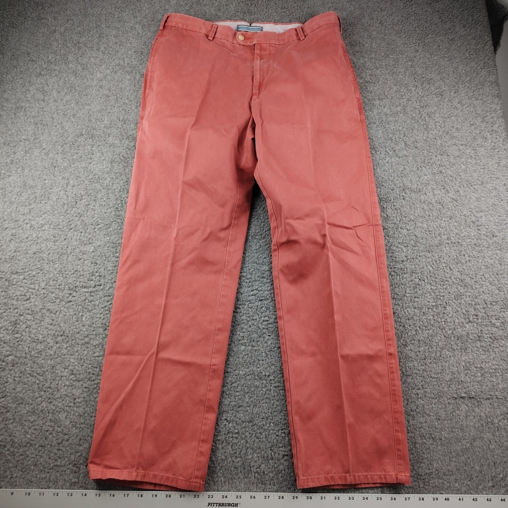 Peter Millar Pima Cotton Chino Pants Mens 34 Flat Front Salmon Coral Red